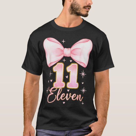 11th Birthday Girl Coquette Bow Its My Eleven Birt Tシャツ (正面)