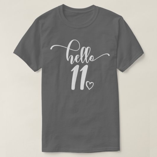 11th Birthday, Girls, Hello 11, For Her, Cute 11 Y Tシャツ (デザイン正面)