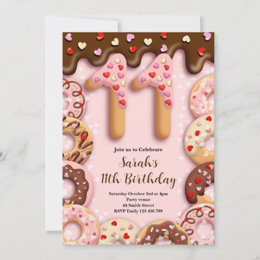 11th Birthday Girls Invitation 招待状 (正面)