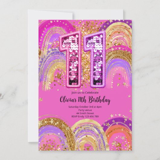 11th Birthday Girls Invitation 招待状 (正面)