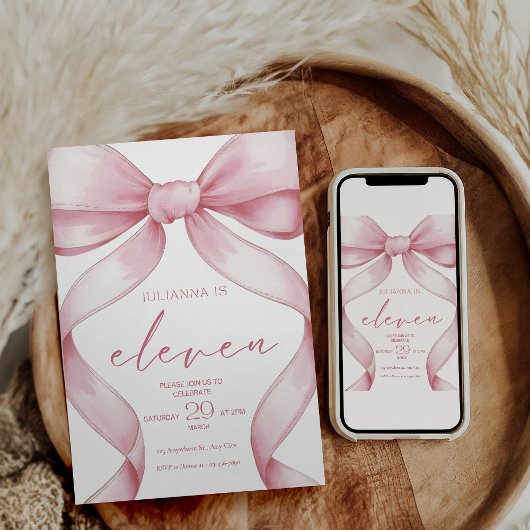 11th Birthday Invitation Pink Coquette Invite Girl 招待状