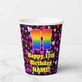 11th Birthday: Loving Hearts Pattern, Rainbow 11 紙コップ (裏面)