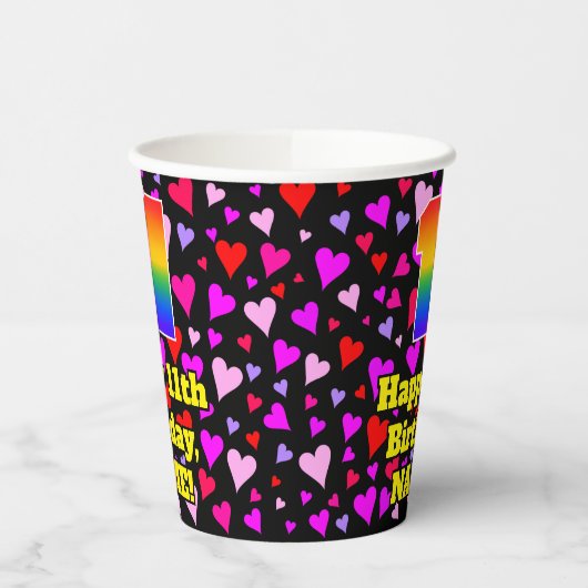 11th Birthday: Loving Hearts Pattern, Rainbow 11 紙コップ (左)