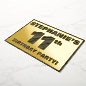 11th Birthday Party — はっきりしたWood Grainフェイク文字 箔招待状 (回転した状態)