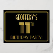 11th Birthday Party —アールデコスタイル「11」 +名前 箔招待状 (正面)