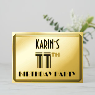 11th Birthday Party —アールデコスタイル「11」 & Name 箔招待状