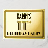 11th Birthday Party —アールデコスタイル「11」 & Name 箔招待状 (正面)