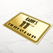 11th Birthday Party —アールデコスタイル「11」 & Name 箔招待状 (回転した状態)