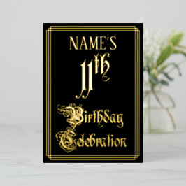11th Birthday Party – スクリプファンシートと名前をカスタムする 箔招待状