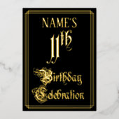 11th Birthday Party – スクリプファンシートと名前をカスタムする 箔招待状 (正面)