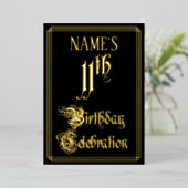 11th Birthday Party – スクリプファンシートと名前をカスタムする 箔招待状 (立ち正面)