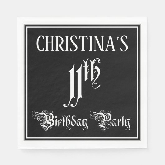 11th Birthday Party – スクリプファンシート+名前をカスタムする スタンダードランチョンナプキン (正面)