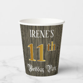 11th Birthday Party — Faux Gold & Faux Wood Looks 紙コップ