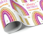 11th Birthday Pink Glitter Custom Name ラッピングペーパー (ロールコーナー)