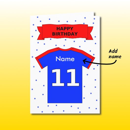 11th birthday red blue tシャツに名前を付ける カード
