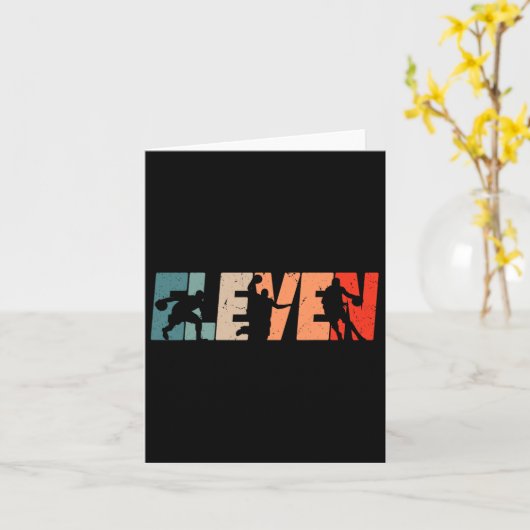 11th Birthday Retro Bysketbyll 11 Years Old Boy Gi カード (黄色い花)