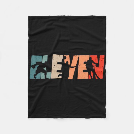 11th Birthday Retro Bysketbyll 11 Years Old Boy Gi フリースブランケット (正面)