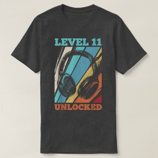 11th Birthday Video Gamer Level 11 Unlocked  Tシャツ (デザイン正面)