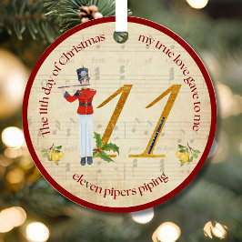 11th Day of Christmas Eleven Pipers Piping メタルオーナメント