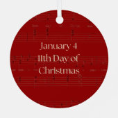 11th Day of Christmas Eleven Pipers Piping メタルオーナメント (裏面)