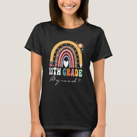 11th Eleventh Grade Squad Rainbow Awesome Teacher Tシャツ (正面)