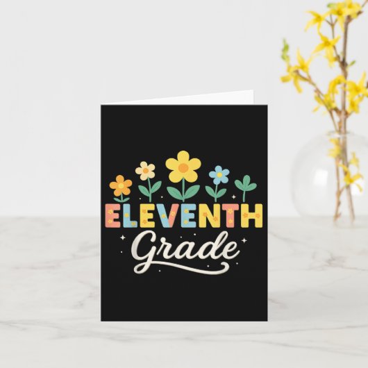 11th Grade Wildflower Floral Back To School Teache カード (黄色い花)