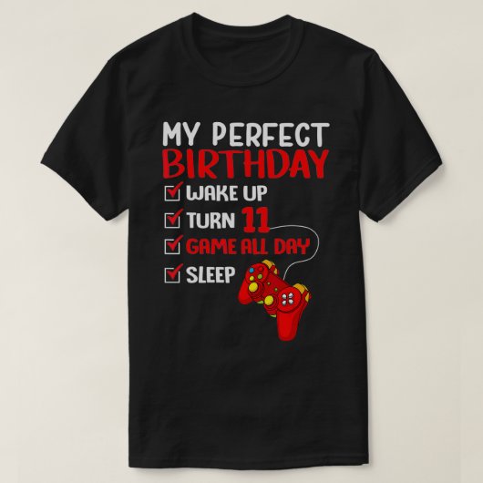 11th Perfect Birthday Gaming 11 Years Old Gamer Bo Tシャツ (デザイン正面)
