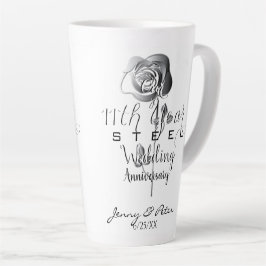 11th Steel 結婚's Anniversary Silveryバラ カフェラテマグ