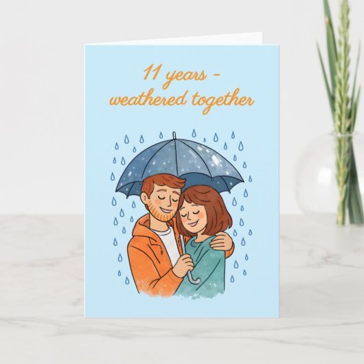 11th wedding anniversary Together 11 years カード (正面)