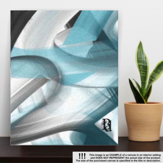 11x14インチトレンド抽象芸術アートキャンバス白黒ブルー キャンバスプリント