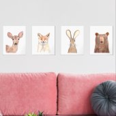 11x14ウッドランド森林かわいい水彩動物 (リビング)