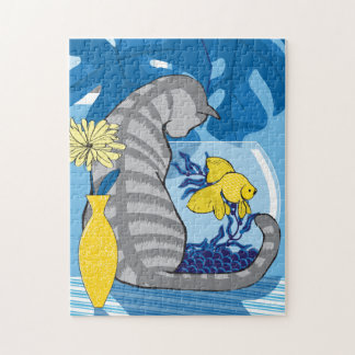 11x14 Cat & Goldfish Puzzle for Colorblind People ジグソーパズル