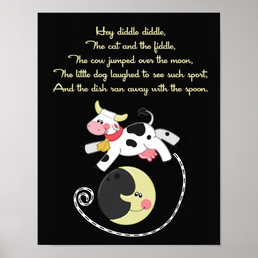 11x14 Hey Didle Diddle Rhyme Kids Room Wall Art ポスター (正面)