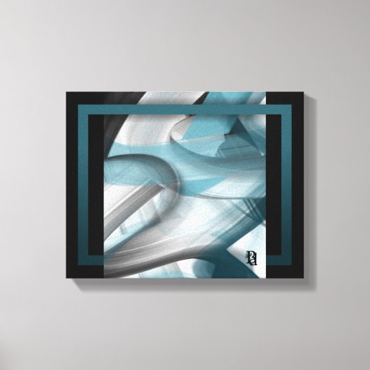 11x14" Trend Abstract Art Canvas Black White Blue キャンバスプリント (正面)