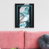 11x14" Trend Abstract Art Canvas Black White Blue キャンバスプリント (インサイチュ (リビング))
