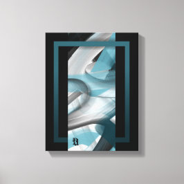 11x14" Trend Abstract Art Canvas Black White Blue キャンバスプリント