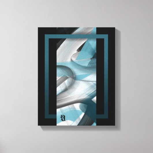 11x14" Trend Abstract Art Canvas Black White Blue キャンバスプリント (正面)