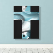 11x14" Trend Abstract Art Canvas Black White Blue キャンバスプリント (インサイチュ (ウッドフロア))