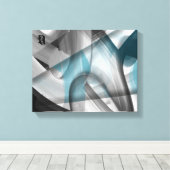 11x14" Trend Abstract Art Canvas Black White Blue キャンバスプリント (インサイチュ (ウッドフロア))