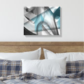 11x14" Trend Abstract Art Canvas Black White Blue キャンバスプリント (インサイチュ (寝室))
