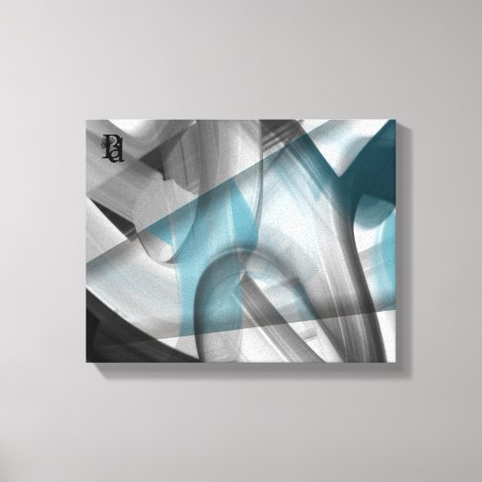 11x14" Trend Abstract Art Canvas Black White Blue キャンバスプリント (正面)