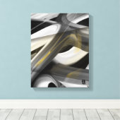 11x14" Trend Abstract Art Canvas Black White Gold キャンバスプリント (インサイチュ (ウッドフロア))