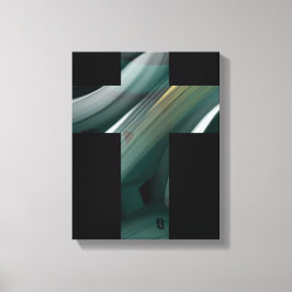 11x14" Trend Abstract Art Canvas Black White Green キャンバスプリント