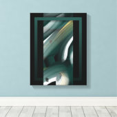 11x14" Trend Abstract Art Canvas Black White Green キャンバスプリント (インサイチュ (ウッドフロア))