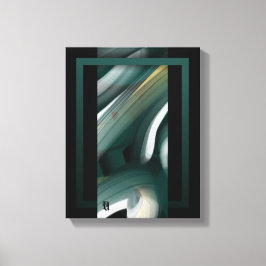 11x14" Trend Abstract Art Canvas Black White Green キャンバスプリント