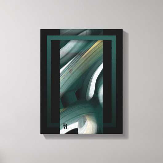 11x14" Trend Abstract Art Canvas Black White Green キャンバスプリント (正面)
