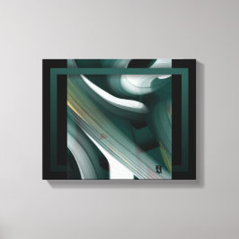 11x14" Trend Abstract Art Canvas Black White Green キャンバスプリント