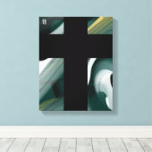 11x14" Trend Abstract Art Canvas Black White Green キャンバスプリント (インサイチュ (ウッドフロア))
