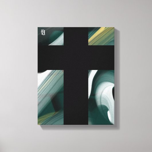 11x14" Trend Abstract Art Canvas Black White Green キャンバスプリント (正面)