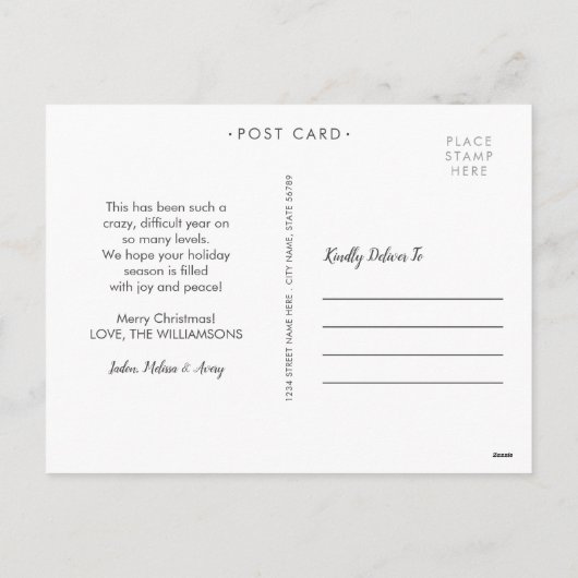 12おもしろい日のコロナ |ホワイトモダンティール(緑がかった色) シーズンポストカード (裏面)